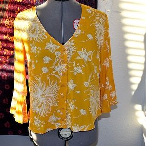 OBEY Yellow Flower Blouse